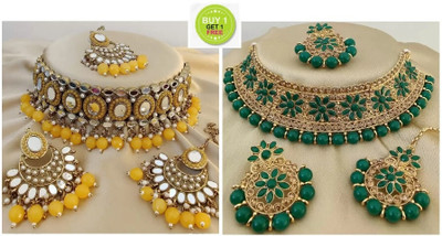 Ruhi Alloy Yellow, Green Jewellery Set(Pack of 1)