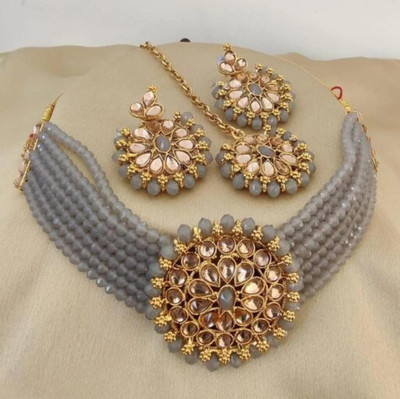 Bold Style Alloy Gold-plated Grey Jewellery Set(Pack of 1)