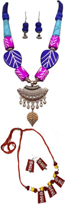 HOUSE OFF COMMON Oxidised Silver Multicolor, Red Jewellery Set(Pack of 2)