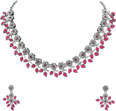 Rhymee Alloy Silver, Pink Jewellery Set(Pack of 2)