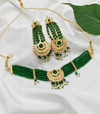 MK Gallery Alloy Green, Gold Jewellery Set(Pack of 1)