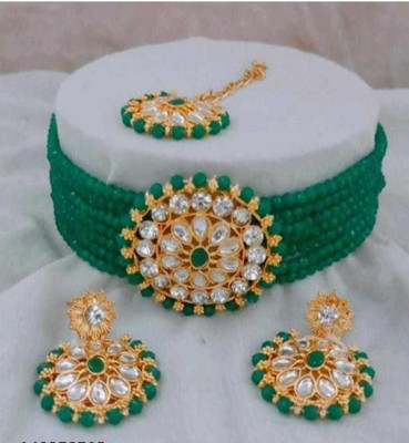 MAYRA TRADING Alloy Gold-plated Green Jewellery Set(Pack of 1)