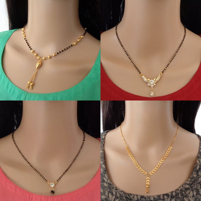 RAMDEV ART FASHION JEWELLERY Pack Of 4 Gold Plated Mangalsutra Tanmaniya For Women Alloy Mangalsutra