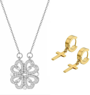 MAATRCHAAYA Brass, Sterling Silver, Stainless Steel Sterling Silver, Gold-plated, Silver Silver, Gold Jewellery Set(Pack of 2)