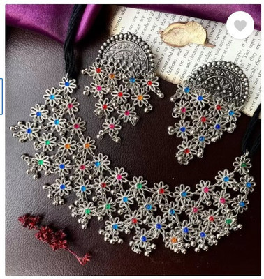 Samridhi DC Oxidised Silver Multicolor Jewellery Set(Pack of 1)