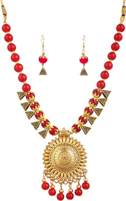 Opus Gems Alloy Gold-plated Red Jewellery Set(Pack of 1)
