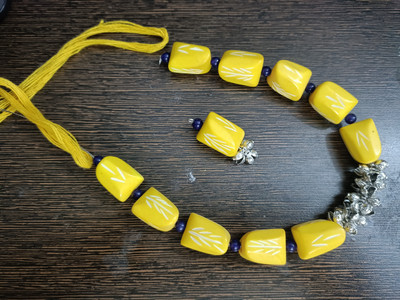 MAYANKS Oxidised Silver Yellow Jewellery Set(Pack of 1)