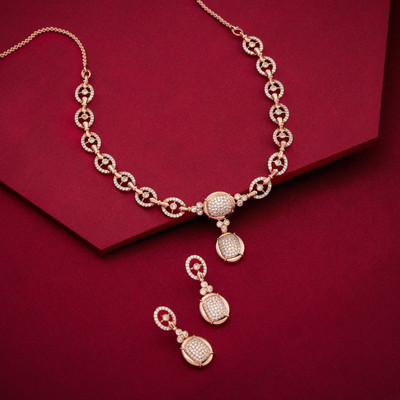 Kushal's Fashion Jewellery Copper Gold-plated White Jewellery Set(Pack of 3)