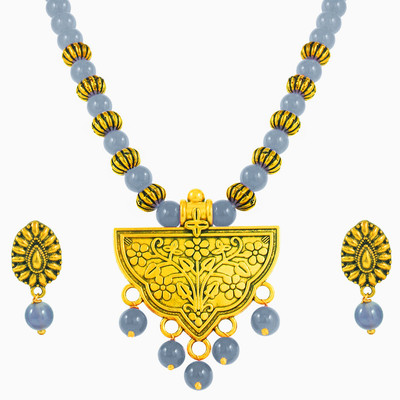 JFL - Jewellery for Less Copper Gold-plated Grey Jewellery Set(Pack of 1)