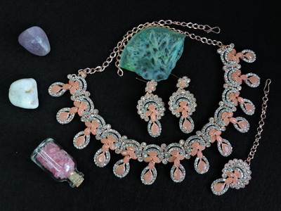 VATSALYA creation Alloy Gold-plated Beige Jewellery Set(Pack of 1)