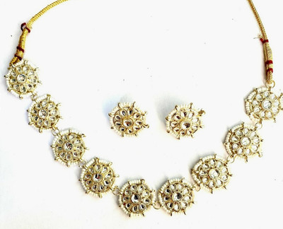 NIKYANKA Brass Gold-plated Gold, White Jewellery Set(Pack of 3)