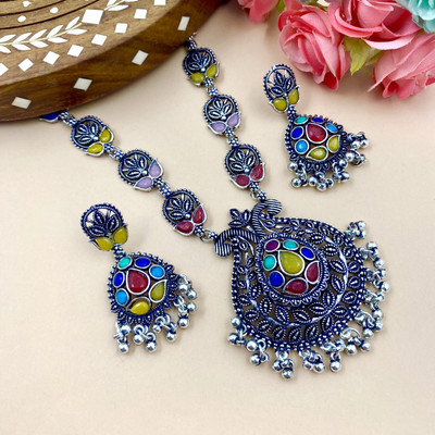 Varnii Alloy Silver Multicolor Jewellery Set(Pack of 1)