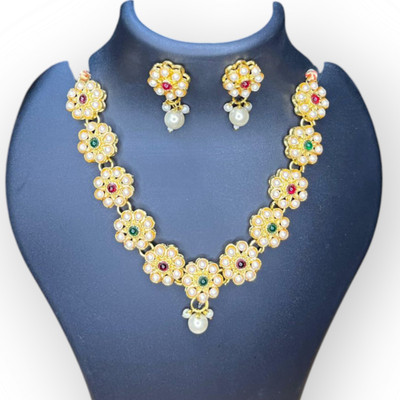 Anjula Creation Metal Gold-plated Red, Green Jewellery Set(Pack of 1)