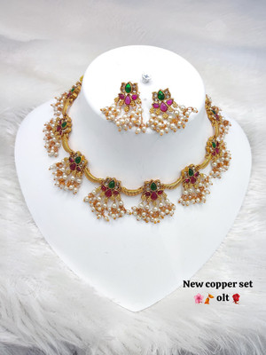 Gyaan Jewels Alloy Gold-plated White Jewellery Set(Pack of 2)