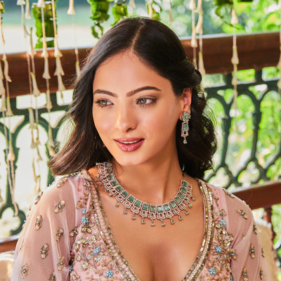 Estele Brass Green Jewellery Set(Pack of 3)