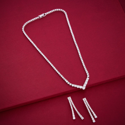 Kushal's Fashion Jewellery Copper Gold-plated White Jewellery Set(Pack of 3)