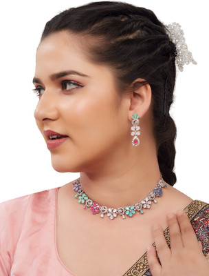 R A Enterprises Alloy Rhodium Multicolor Jewellery Set(Pack of 3)