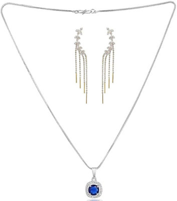 SKG Fashions Stone Blue, Silver Jewellery Set(Pack of 1)