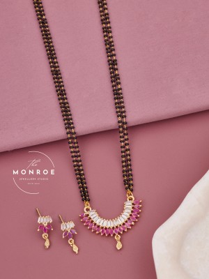 Monroe Brass, Alloy Gold-plated Pink, Black, White Jewellery Set(Pack of 3)