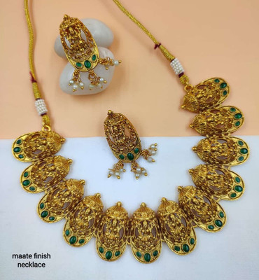 Joyful Alloy Gold-plated Green Jewellery Set(Pack of 1)