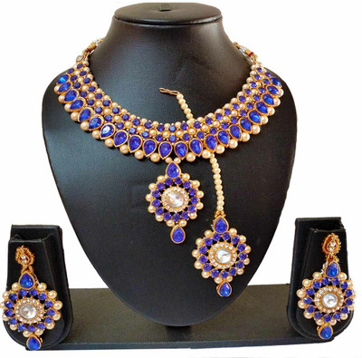 ANRA JEWEL Mother of Pearl Gold-plated Blue Jewellery Set(Pack of 3)