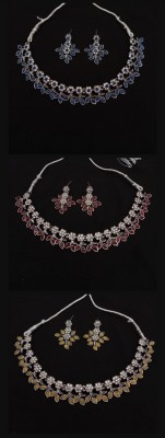 RPJEWEL Alloy Rhodium Multicolor Jewellery Set(Pack of 3)