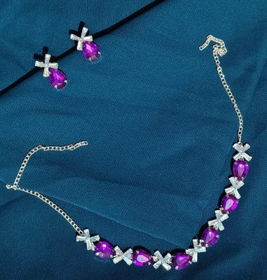 Hamza Jewels Alloy Silver Purple, Silver Jewellery Set(Pack of 1)