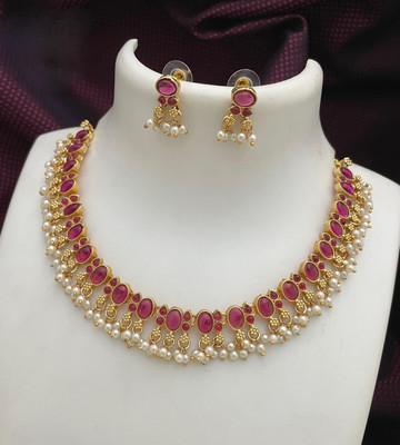 Radian Alloy Gold-plated Pink Jewellery Set(Pack of 1)