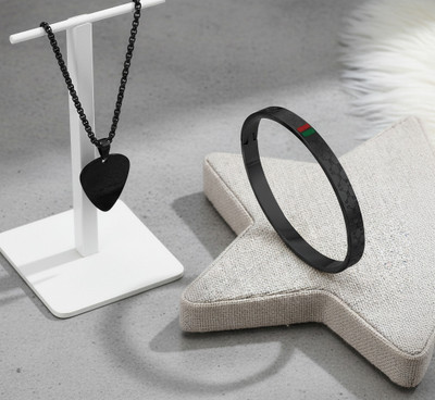 MYKI Stainless Steel Black Silver Black Jewellery Set(Pack of 3)