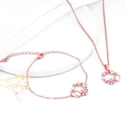 GIVA Sterling Silver Rhodium Rose Gold Jewellery Set(Pack of 1)