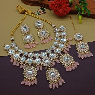 Aashish Imitation Alloy Gold-plated Pink Jewellery Set(Pack of 4)
