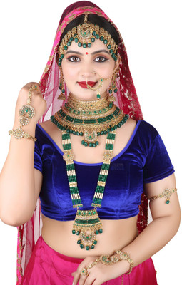 SHIV SHAKTI JEWELLERS Alloy Gold-plated Green, Gold Jewellery Set(Pack of 1)