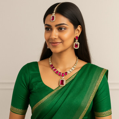 Matteo Bianchi Stone, Alloy, Stainless Steel Gold-plated Pink Jewellery Set(Pack of 3)