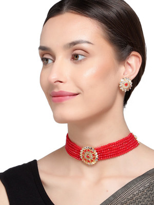 CARDINAL Brass Red Jewellery Set(Pack of 1)