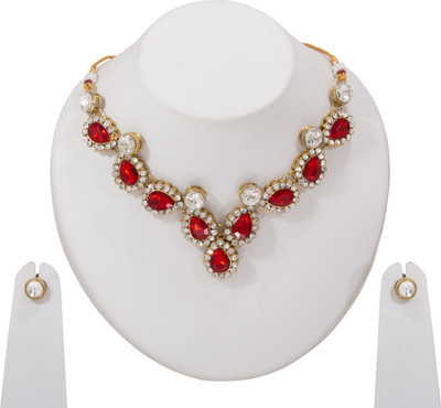 Ronak Fashion Alloy Gold-plated Red Jewellery Set(Pack of 1)