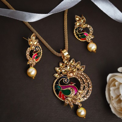 Alvira Alloy Gold-plated Multicolor Jewellery Set(Pack of 1)