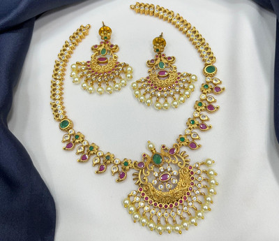 Adc fashions Brass Gold-plated Multicolor Jewellery Set(Pack of 1)