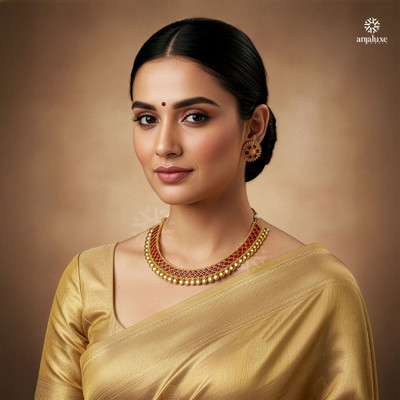 ANJALUXE Alloy Gold-plated Red, Gold Jewellery Set(Pack of 1)