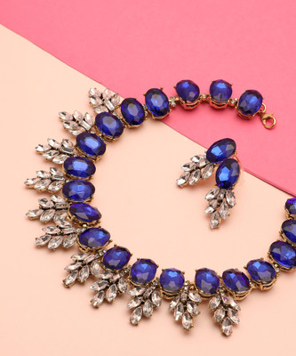 SOHI Alloy Gold-plated Blue Jewellery Set(Pack of 1)