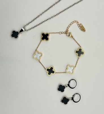 MAYA IMPEX Alloy Silver Black Jewellery Set(Pack of 4)