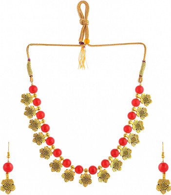 Avisha Brass Ruby Red Jewellery Set(Pack of 1)