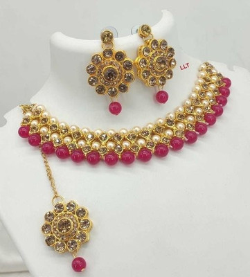 abdur raheem jewellers Alloy Gold, Pink Jewellery Set(Pack of 1)