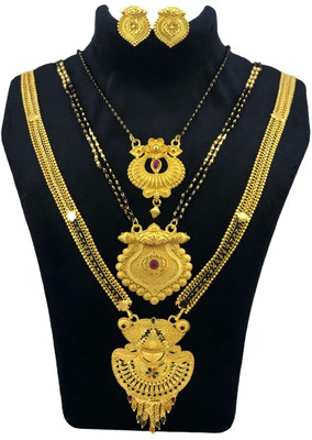 JRD GLOBAL Brass Gold-plated Gold, Multicolor Jewellery Set(Pack of 5)