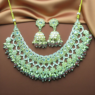 Aroras Bridal & Fashion Jewellery Brass Gold-plated Brown Jewellery Set(Pack of 1)