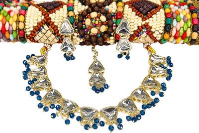 Zarmar fashion Stone Gold-plated Blue, Gold, White Jewellery Set(Pack of 1)