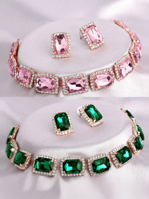 ASCEND Alloy Silver Green, Pink Jewellery Set(Pack of 1)