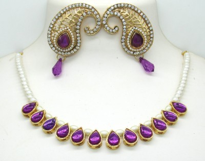 SHREE MAULI CREATION Alloy Gold-plated Purple, Gold Jewellery Set(Pack of 3)