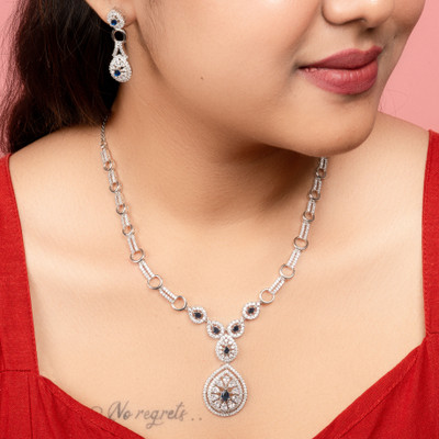 KD JEWELLERS Brass Blue Jewellery Set(Pack of 1)