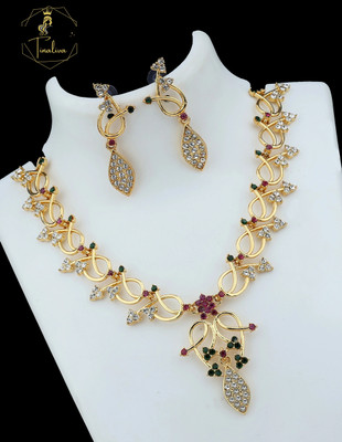 TINALIVA Brass Gold-plated Multicolor Jewellery Set(Pack of 1)