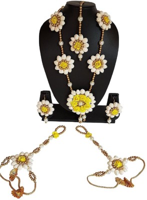 Sanvatsar Fabric White, Yellow Jewellery Set(Pack of 1)